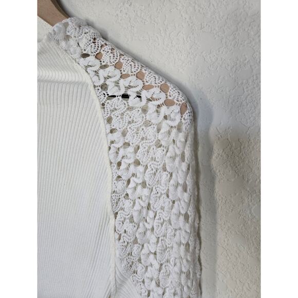 Free People Clemente Mock Neck Top Size XL Fits like a Large Ivory Cream - Picture 4 of 10